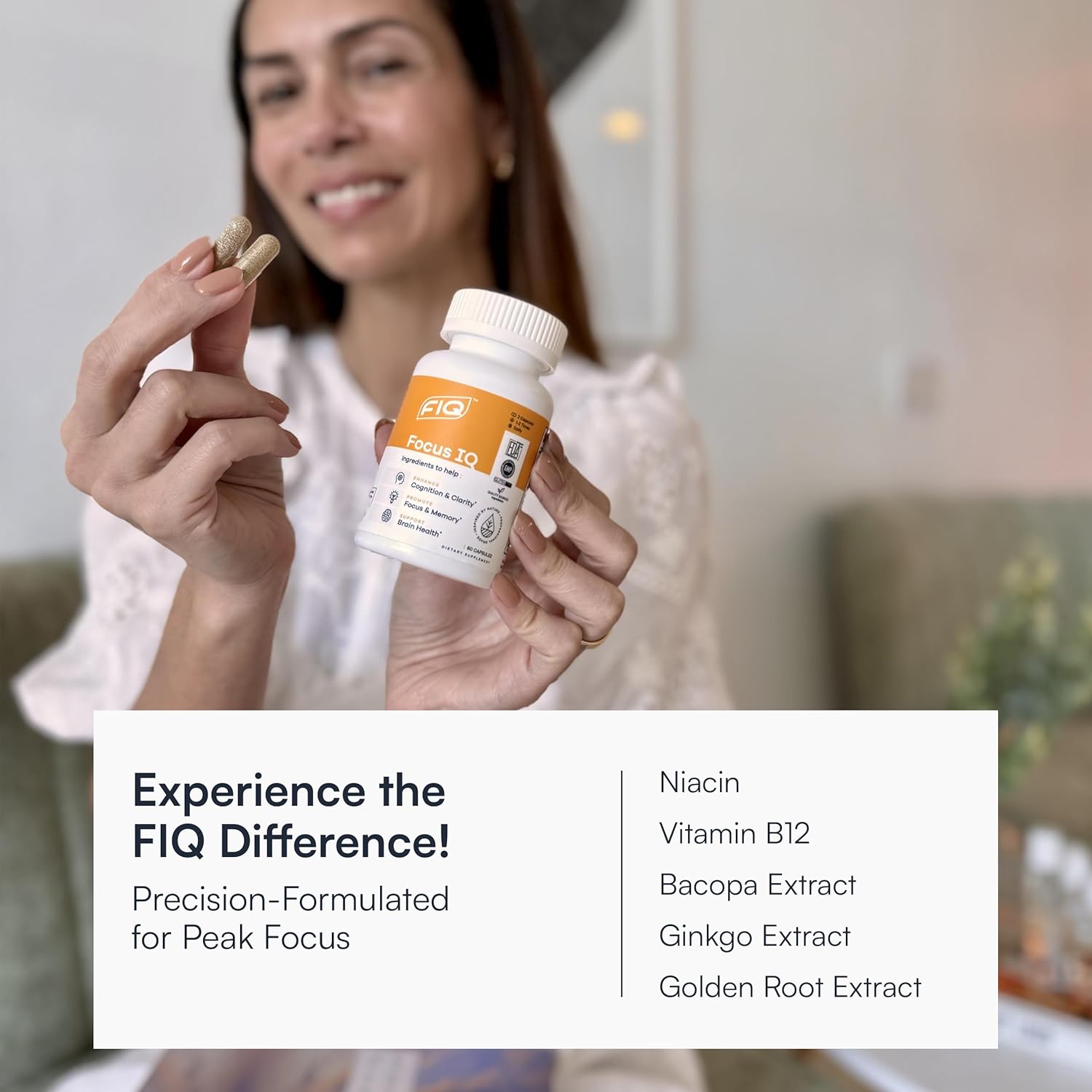 Focus IQ Brain Supplements for Memory and Cognitive Support - 60 Capsules