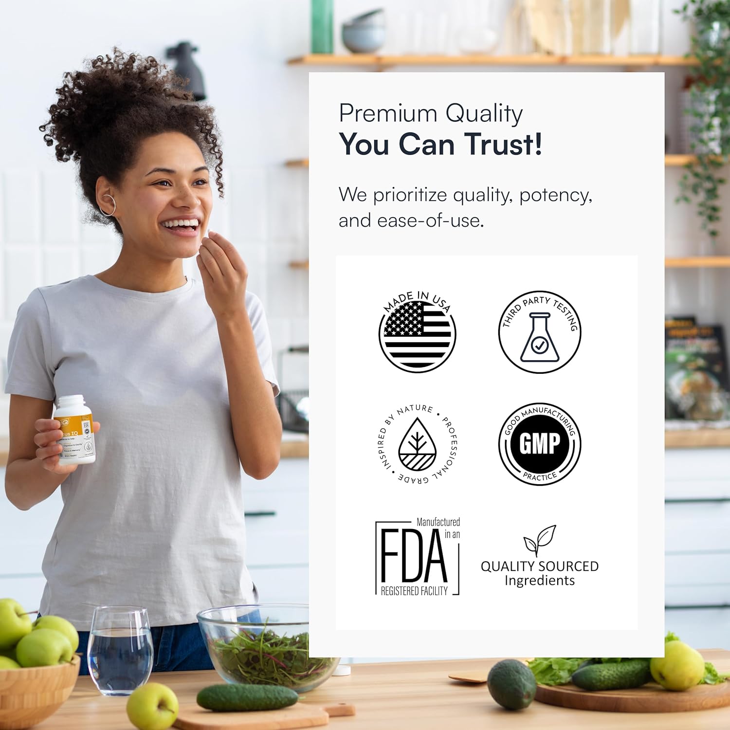 Focus IQ Brain Supplements for Memory and Cognitive Support - 60 Capsules