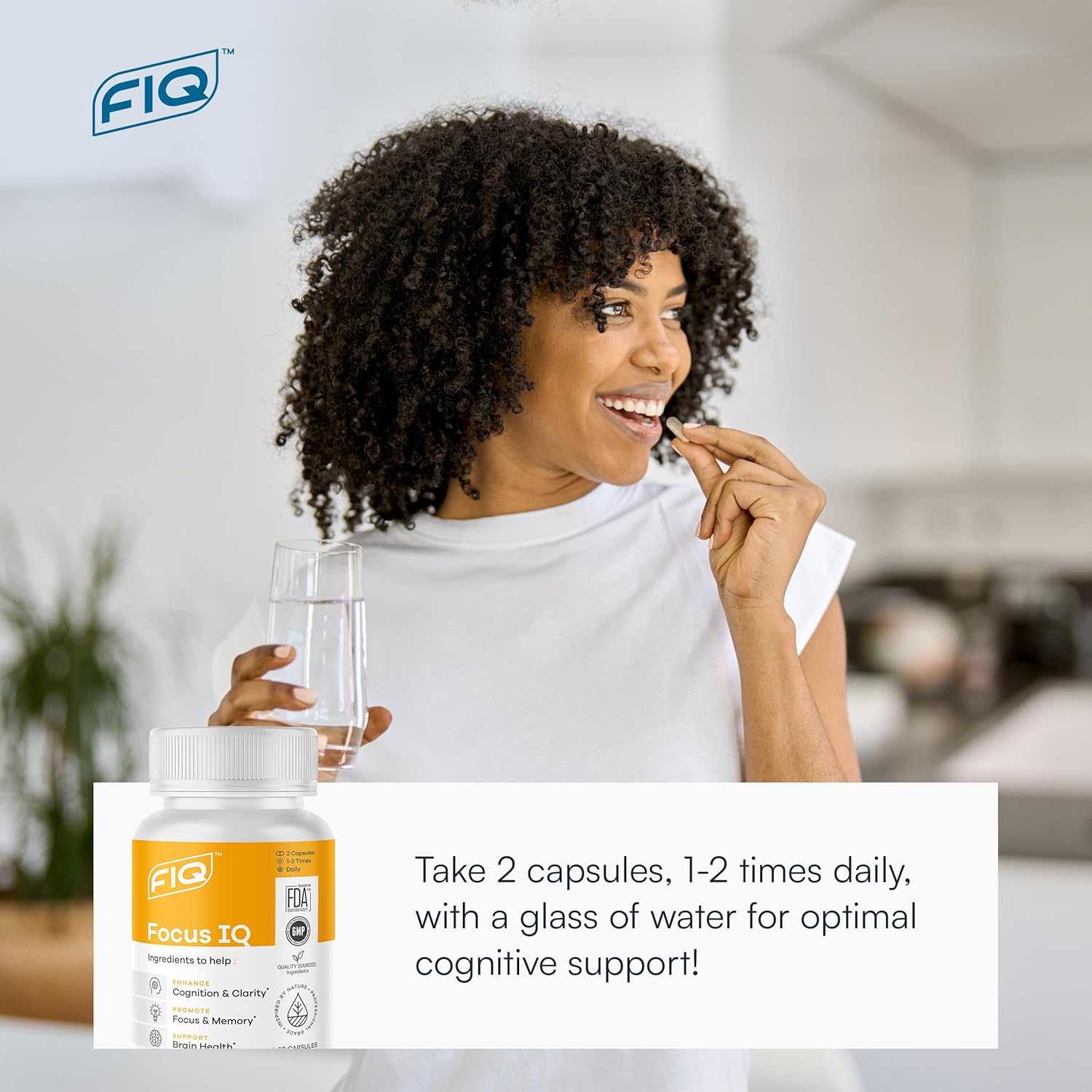 Focus IQ Brain Supplements for Memory and Cognitive Support - 60 Capsules