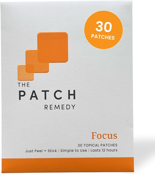 Focus Patch Remedy: Topical Patches with Ginkgo Biloba, Bacopa Monnieri, & More - 30 Patches for Adults & Kids
