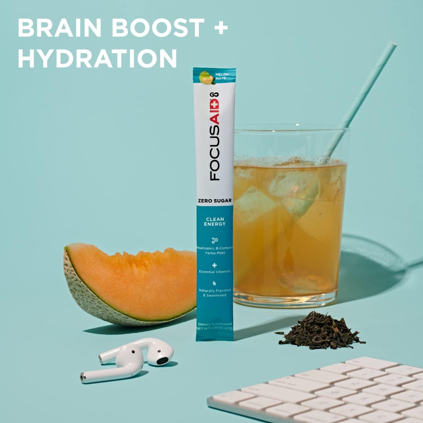 FOCUSAID GO Nootropic Energy Blend with Alpha-GPC, GABA, B-Complex, Yerba Mate, Green Tea - Zero Sugar, Keto Friendly - 100mg Caffeine - Pack of 14