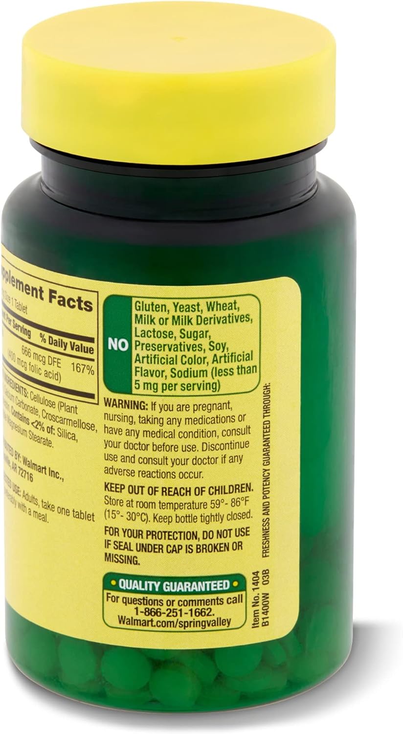 Folate Supplement Bundle with Diabetes Decoded Book - 250 Count Folate Vitamin for Women - 666 mcg DFE - 400 mg Folic Acid