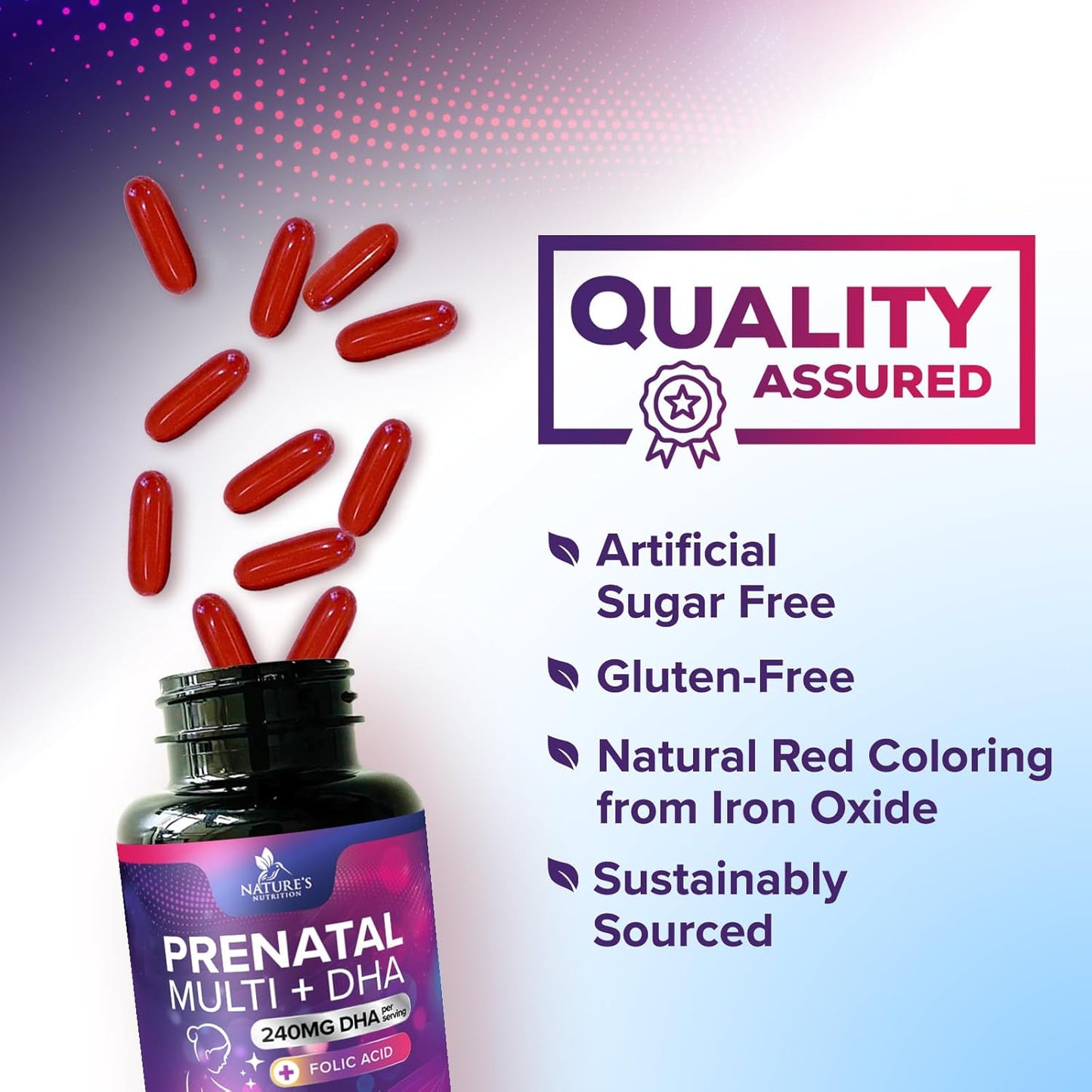 Folic Acid + DHA Prenatal Multivitamin for Women, 240 Softgels - Folate, Omega 3, Vitamins D3, B6, B12 & Iron - Pregnancy Support