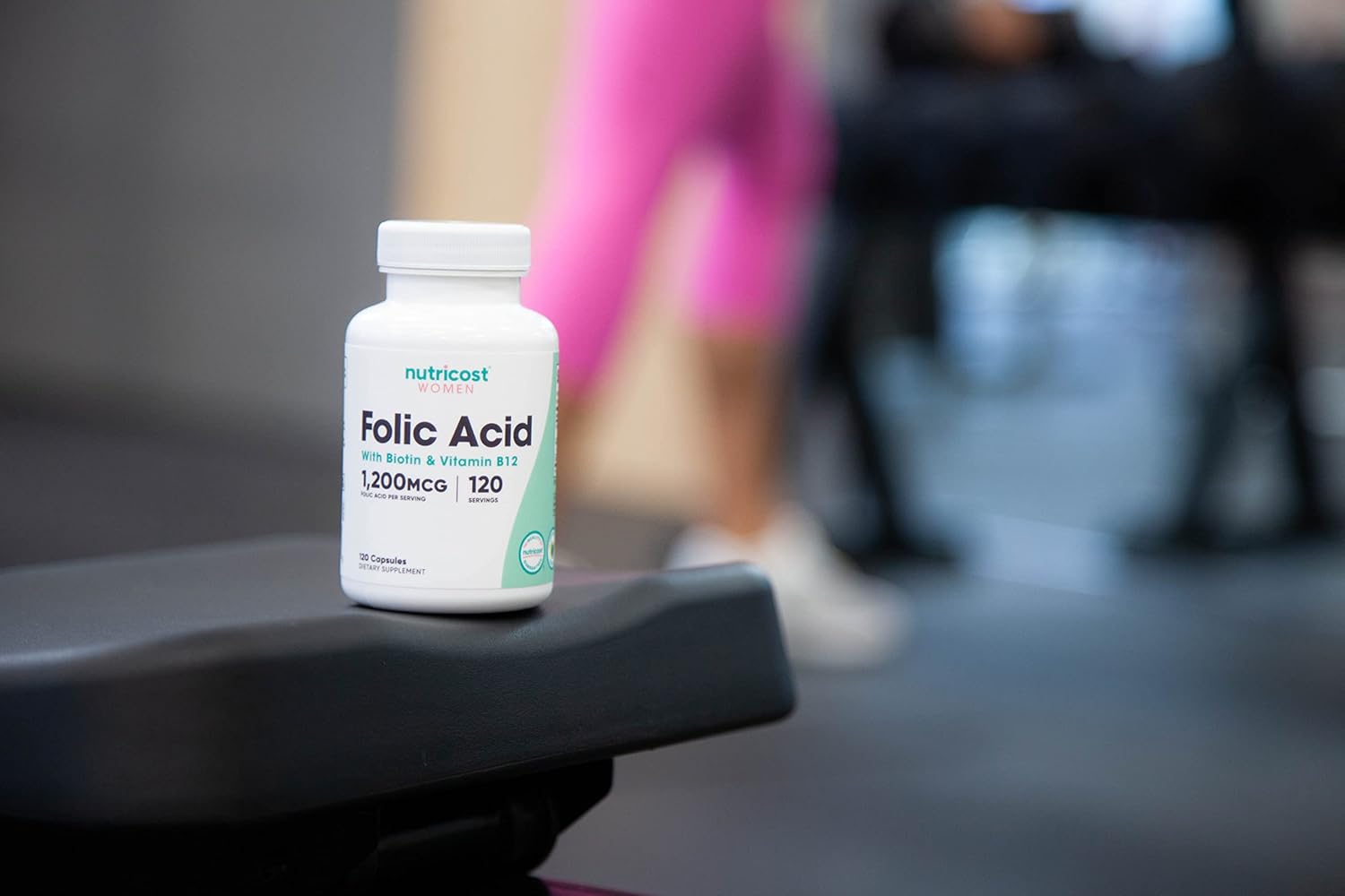 Folic Acid for Women 1200 mcg Capsules with B12 & Biotin - Non-GMO & Gluten Free Veggie Caps