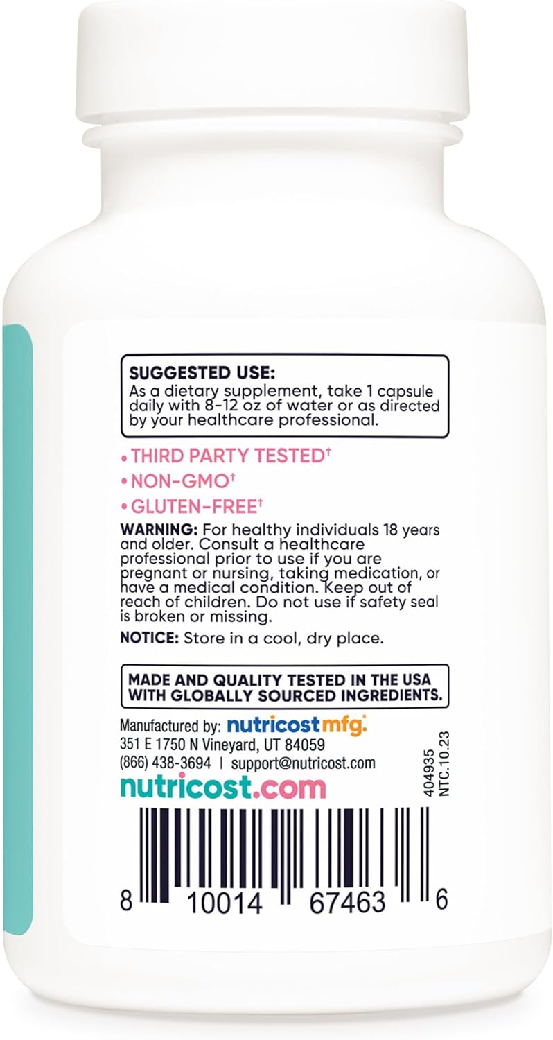 Folic Acid for Women 1200 mcg Capsules with B12 & Biotin - Non-GMO & Gluten Free Veggie Caps