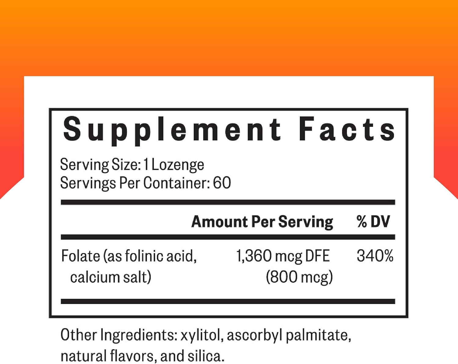 Folinic Acid Supplement for Heart Health - Methylated Folate Alternative - 1360 mcg, 60 Lozenges