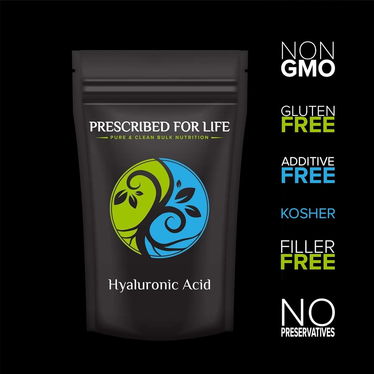 Food Grade Hyaluronic Acid Powder Supplement, Medium Molecular Weight, 2oz / 56g