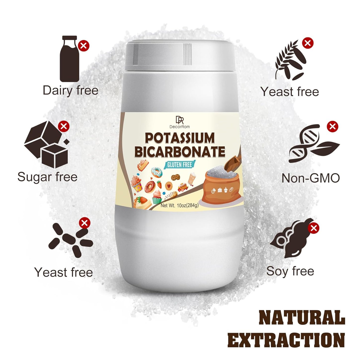 Food Grade Potassium Bicarbonate Powder 10oz - 100% Pure Leavening Agent for Baking, Plants, Cakes, Wine Making - Ideal for Cookies, Snacks, and More!