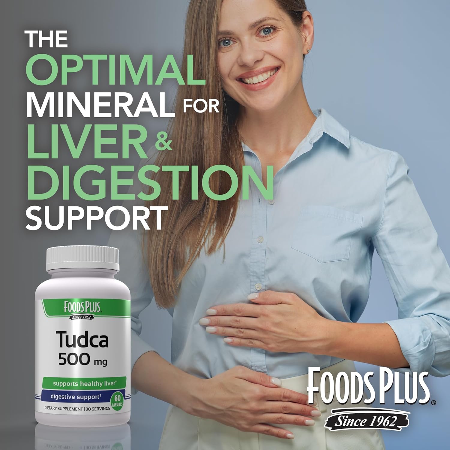 FoodsPlus Tudca Liver Support Capsules for Digestive Health - Bile Salt for Healthy Liver, 60 Count