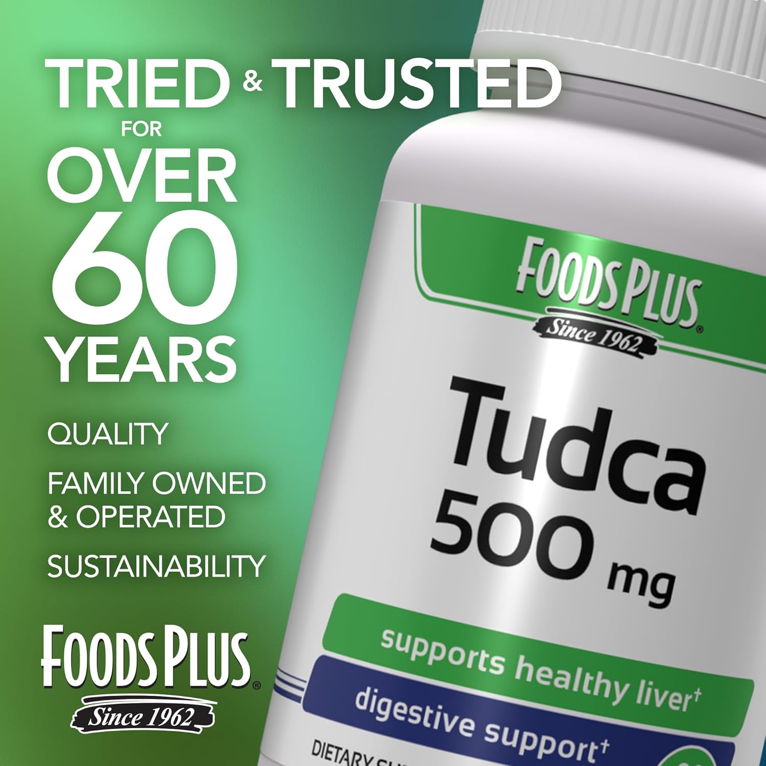 FoodsPlus Tudca Liver Support Capsules for Digestive Health - Bile Salt for Healthy Liver, 60 Count