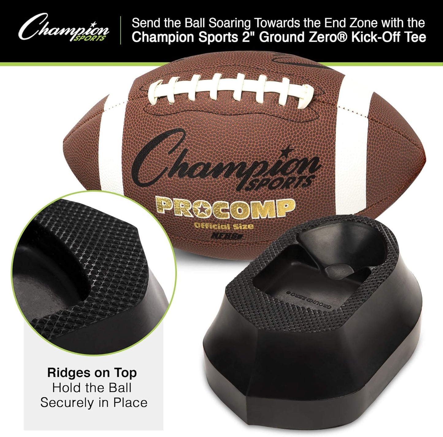 Football Kicking Tee for Kickoff Practice - Ball Holder Tees for Footballs - Kicking Block and Accessories by Champion Sports