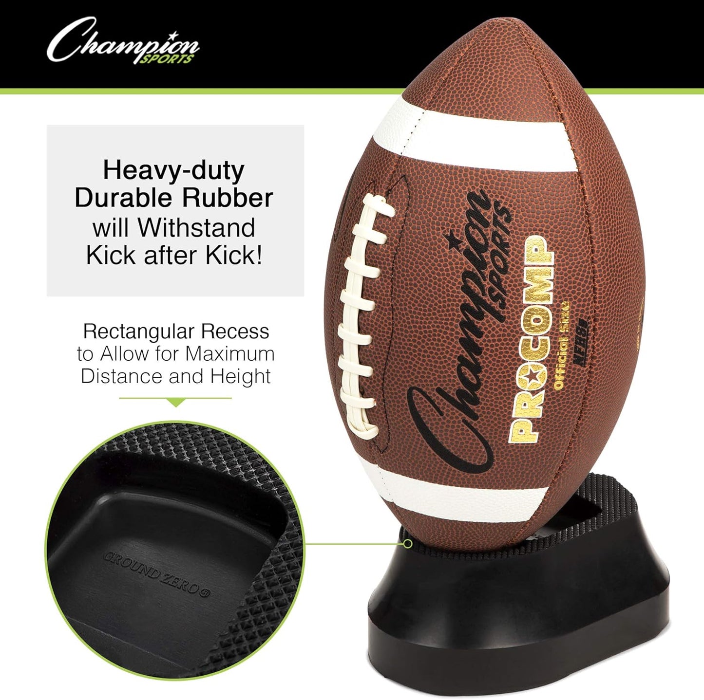 Football Kicking Tee for Kickoff Practice - Ball Holder Tees for Footballs - Kicking Block and Accessories by Champion Sports