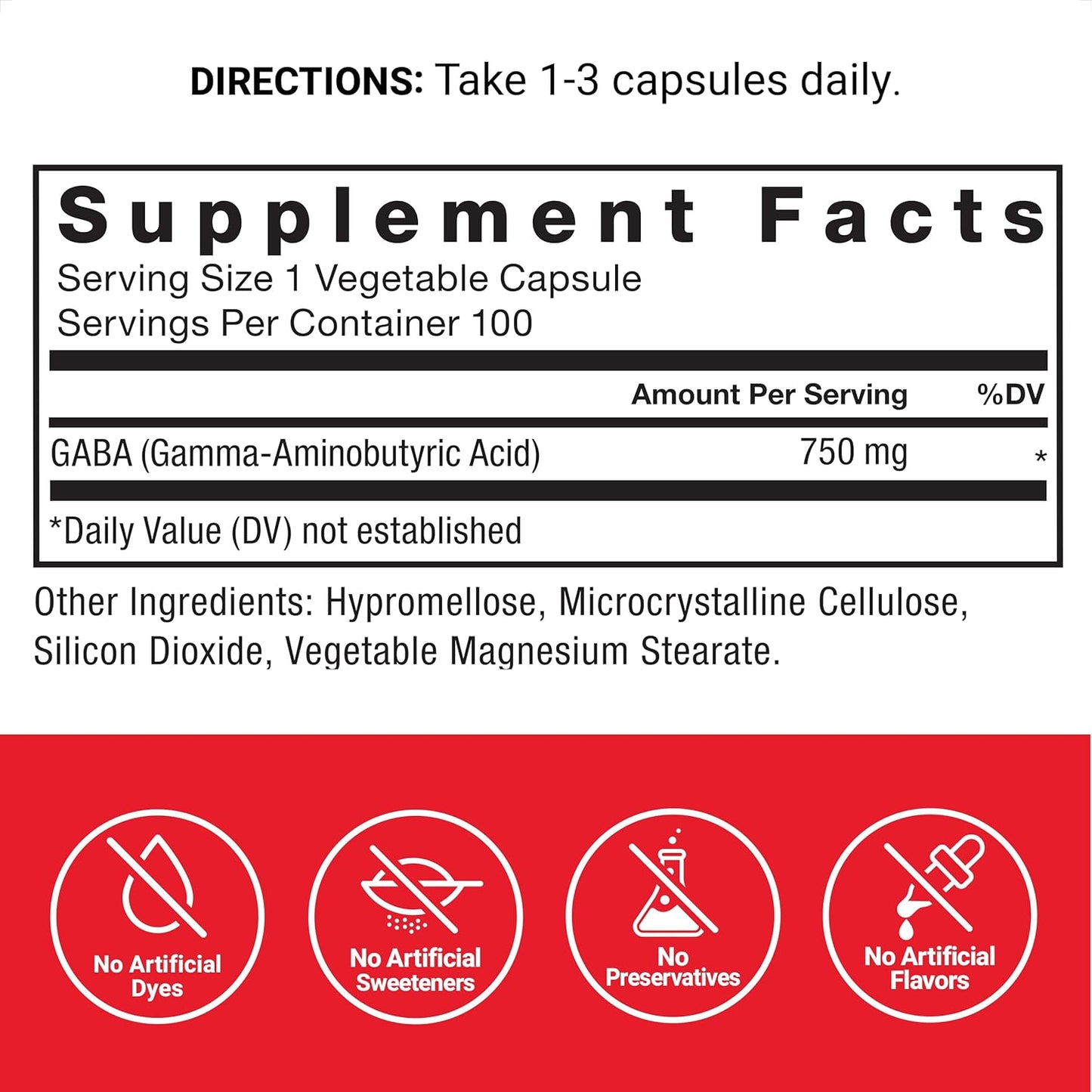Force Factor GABA 750mg Capsules - Vegan & Non-GMO Supplement for Calm, Relaxation, Sleep, and Focus with Neurotransmitter Support - 100 Capsules