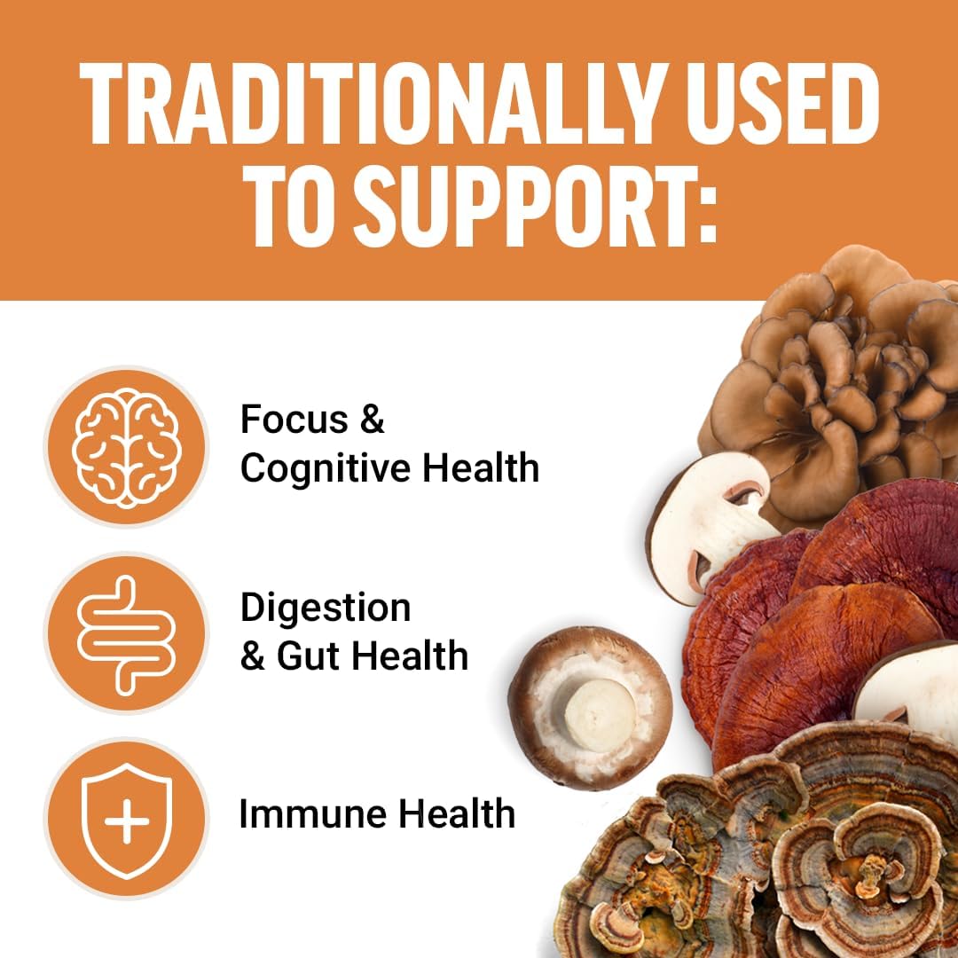 Force Factor Modern Mushrooms Capsules - Energy, Focus, & Immunity Support - 90 Vegetable Capsules