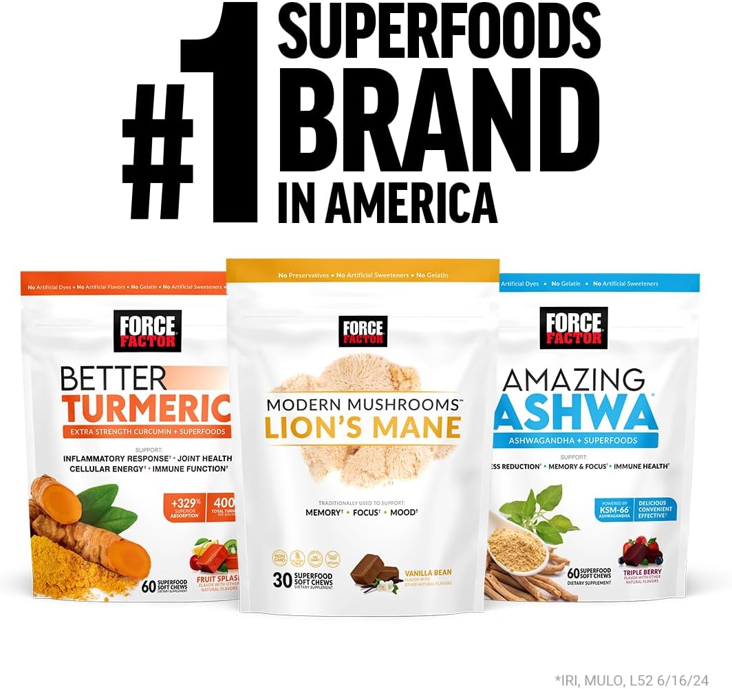 Force Factor Modern Mushrooms Capsules - Energy, Focus, & Immunity Support - 90 Vegetable Capsules