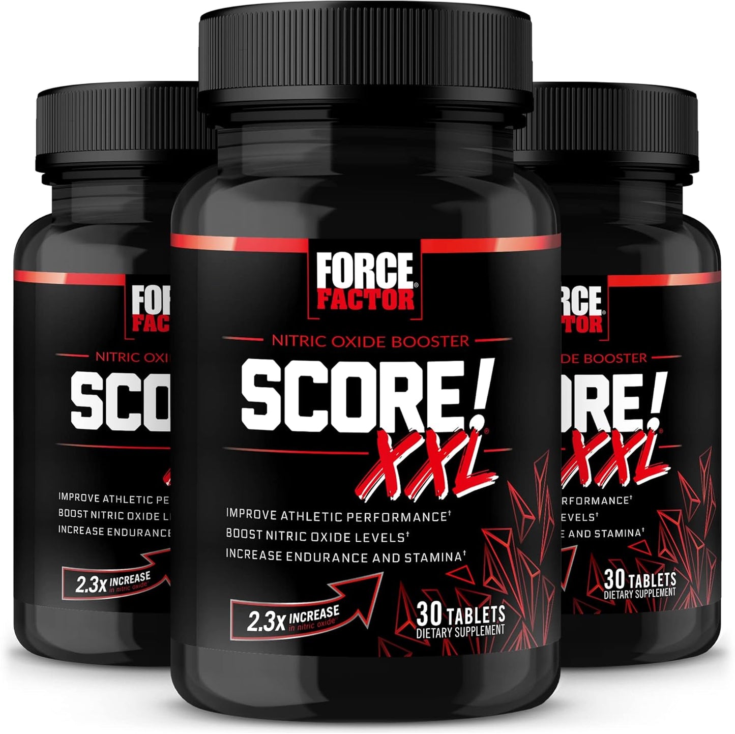 Force Factor Score! XXL 3-Pack: Nitric Oxide Booster for Men with L-Citrulline, Black Maca, Tribulus - Enhance Athletic Performance, Stamina, Blood Flow - 90 Tablets