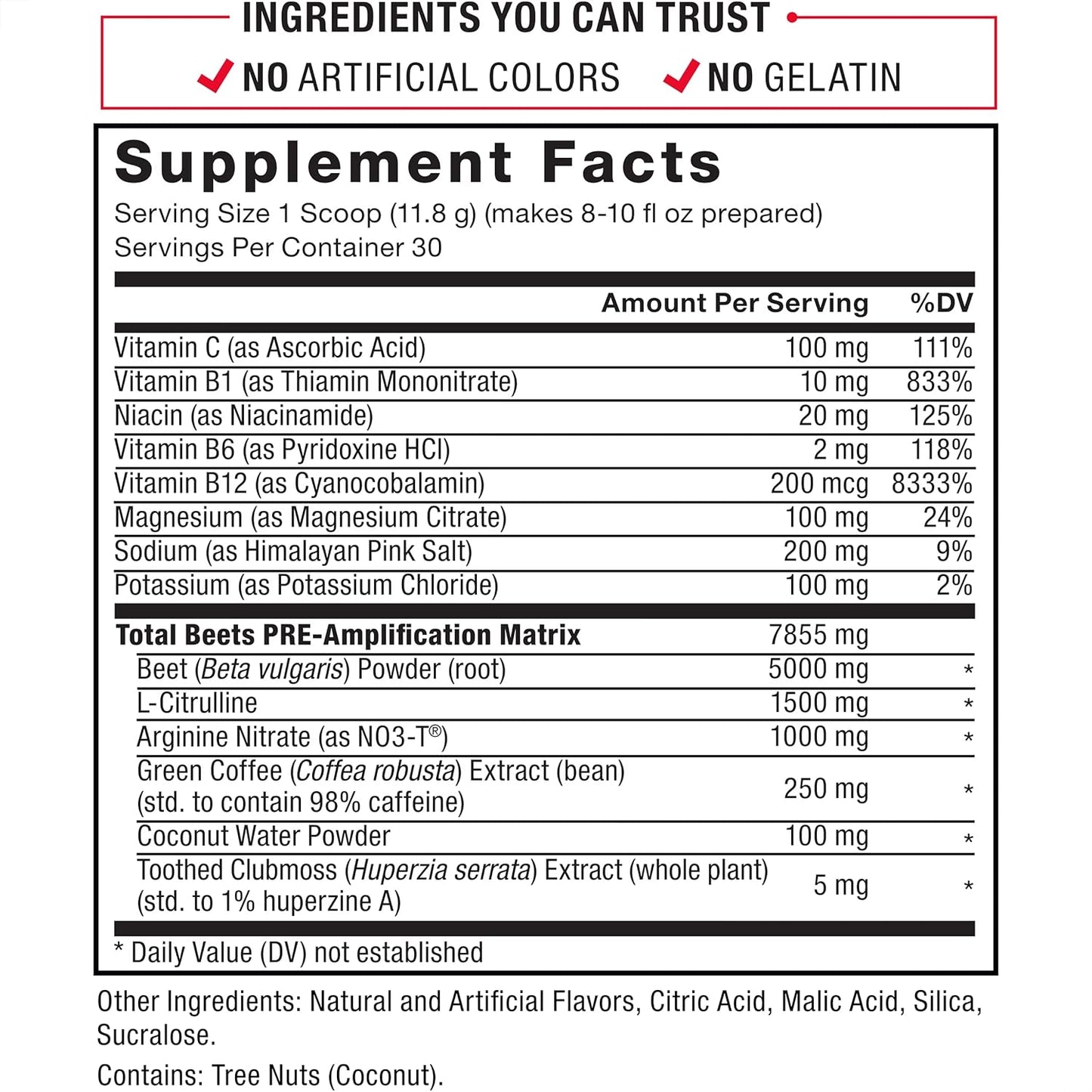 FORCE FACTOR Total Beets Pre-Workout Powder - Boost Energy, Endurance, Strength - Nitric Oxide Supplement with Beet Root Powder - Fruit Punch - 30 Servings