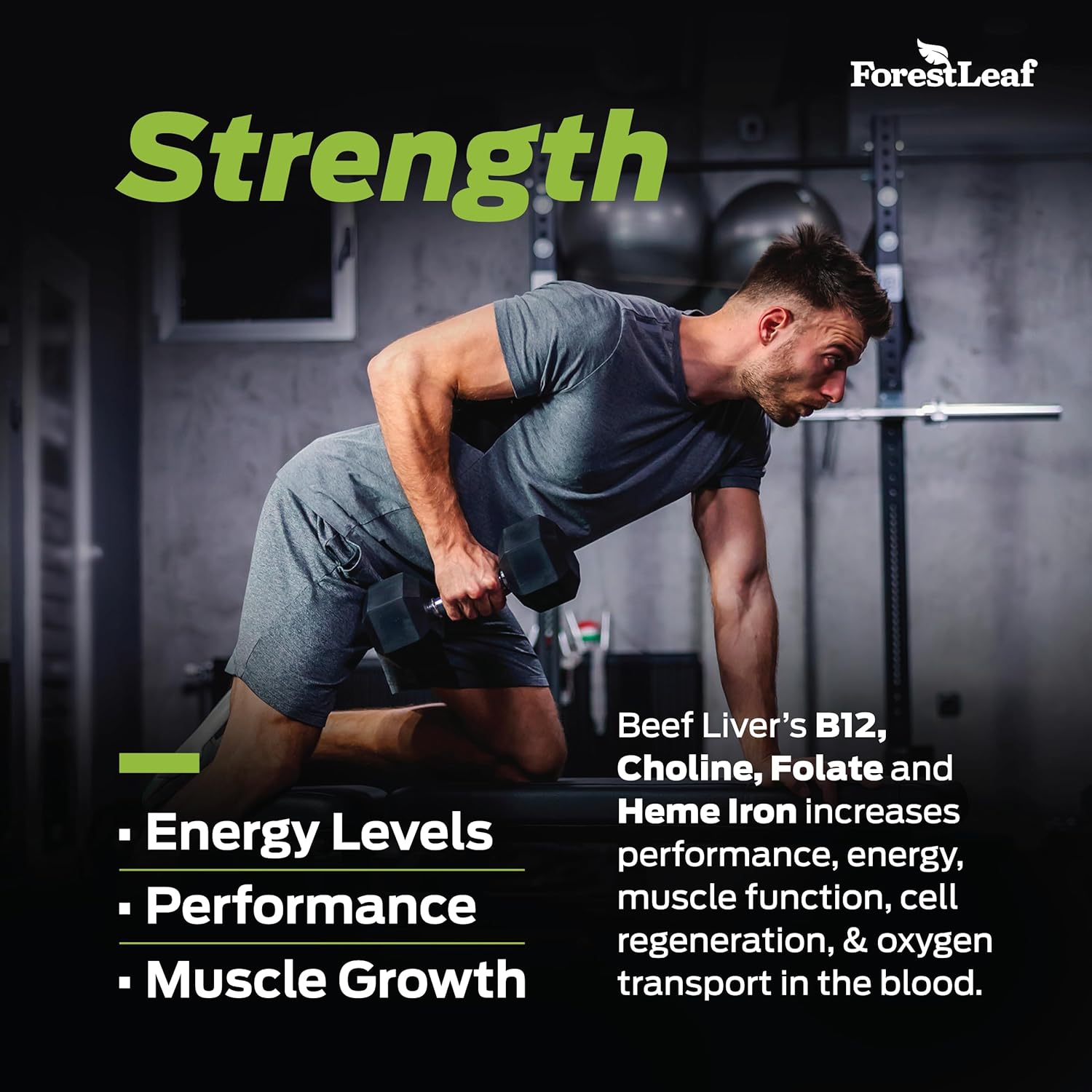 ForestLeaf Grass Fed Beef Liver Capsules - 3000mg Per Serving - Supports Immunity & Wellness - Natural Iron, Vitamin A & B12 - 180 Capsules