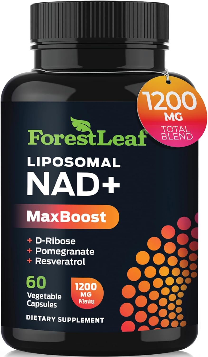 ForestLeaf Liposomal NAD Booster Supplement with Resveratrol, D-Ribose, Pomegranate - Gluten Free Anti-Aging NAD+ for Women and Men - 60 Count