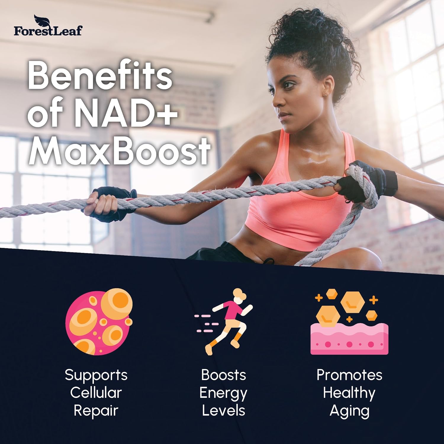 ForestLeaf Liposomal NAD Booster Supplement with Resveratrol, D-Ribose, Pomegranate - Gluten Free Anti-Aging NAD+ for Women and Men - 60 Count