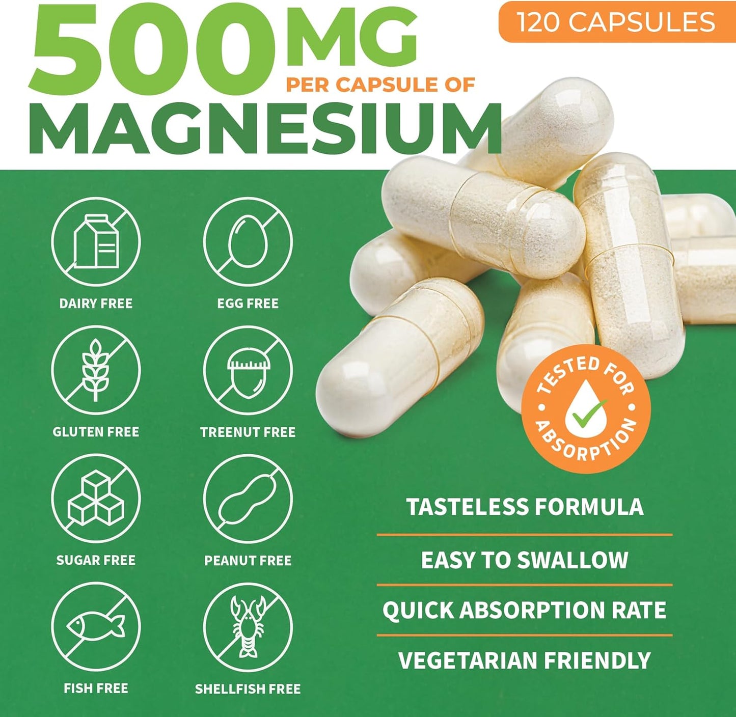 ForestLeaf Magnesium Complex 500mg Capsules for Sleep and Constipation Support - 120 Count Magnesium Supplement for Women