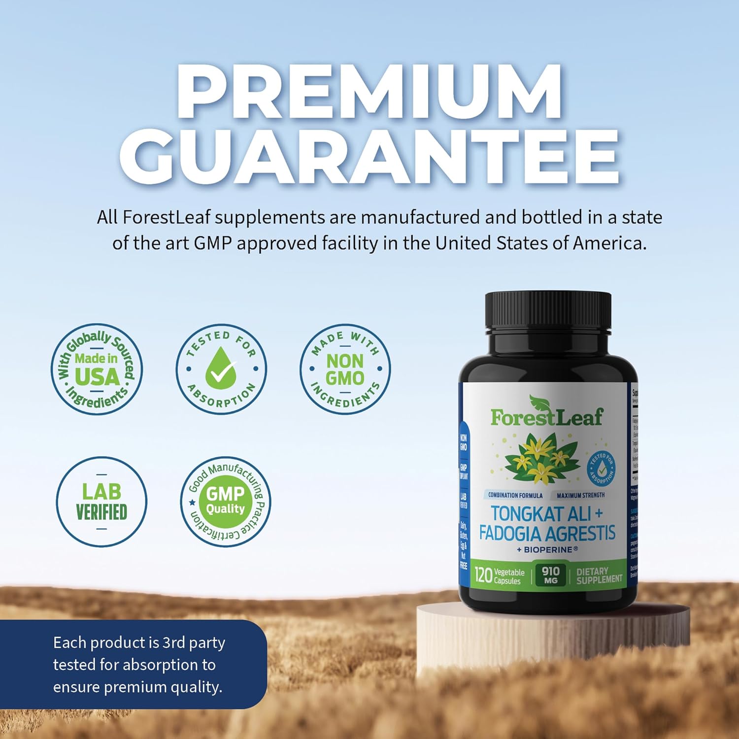 ForestLeaf Maximum Strength Tongkat Ali & Fadogia Agrestis Extract with BioPerine - 300g Longjack Tongkat Ali Capsules for Test, Muscle, and Strength Support