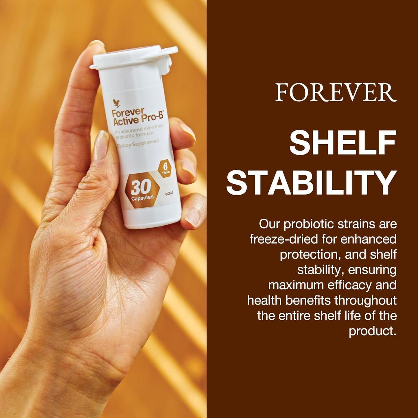 Forever Living Active Pro-B: Advanced Probiotic with 8 Billion CFU, 6 Strains - Soy & Gluten-Free - 30 Capsules