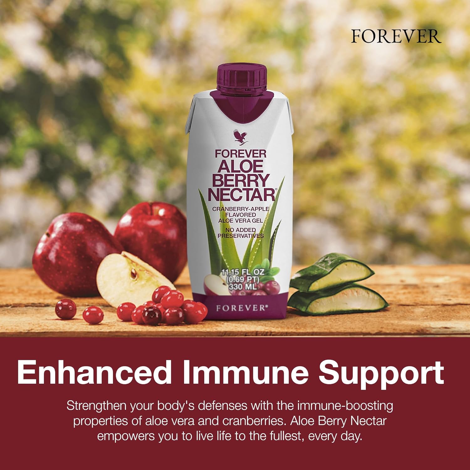 Forever Living Aloe Berry Nectar - 90.7% Pure Aloe Vera Gel with Cranberries and Apples - 1L (Pack of 6) - No Preservatives