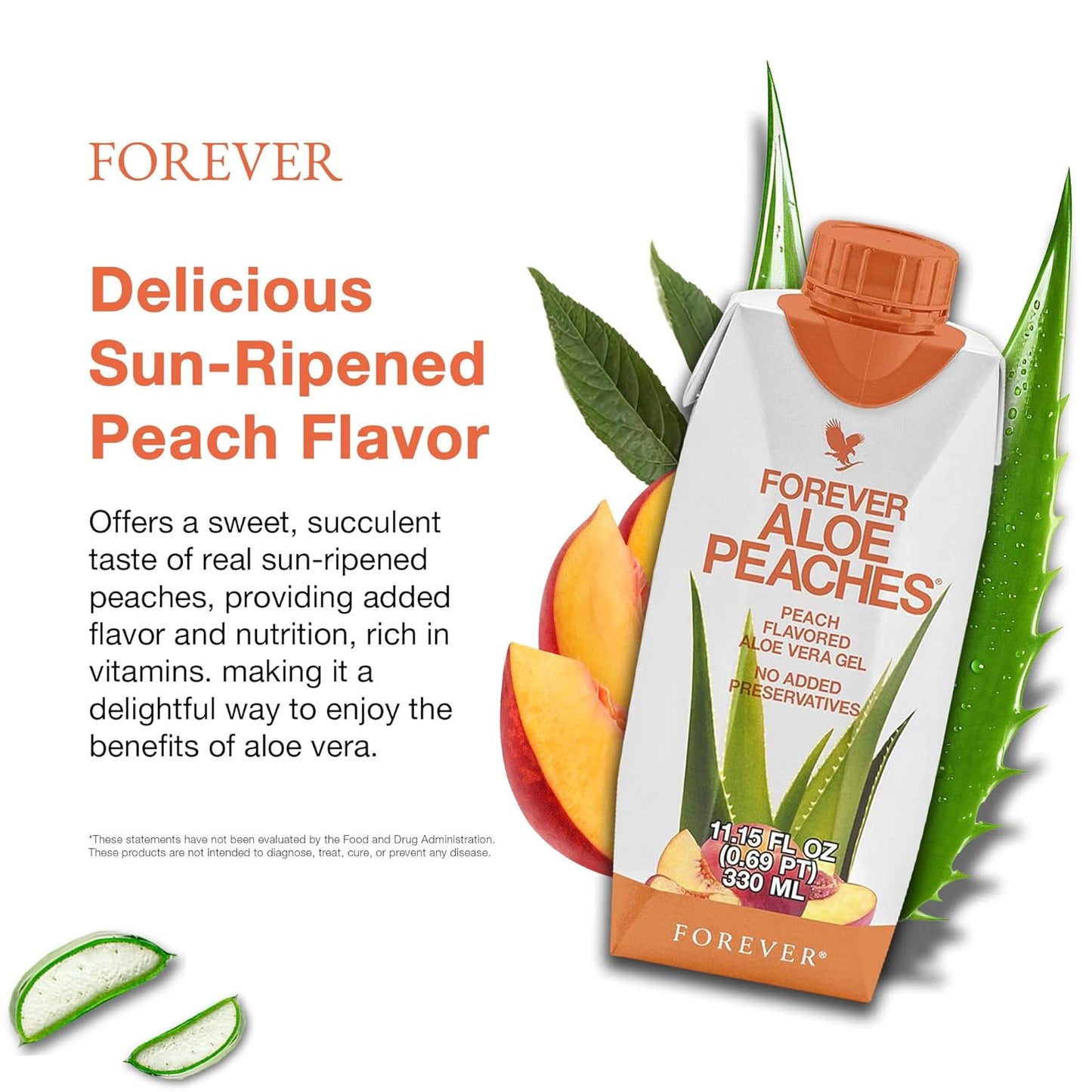 Forever Living Aloe Peaches Drink - Boosts Digestion, Immunity, Energy - Vegan, Gluten-Free - 6 Pack