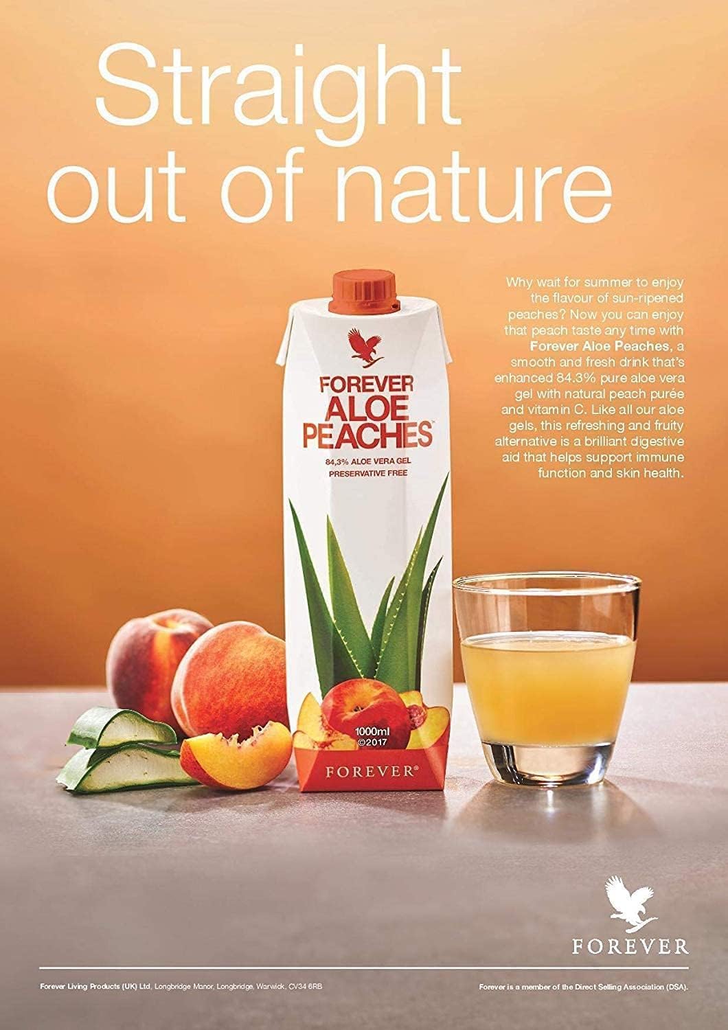 Forever Living Aloe Peaches Juice - Supports Digestion and Immune System, Vegan and Gluten-Free - 33.8 fl oz