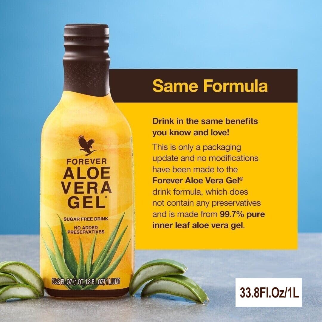 Forever Living Aloe Vera Gel - Pure Inner Leaf Gel for Digestive Health and Immune Support - 38 oz (Pack of 2)