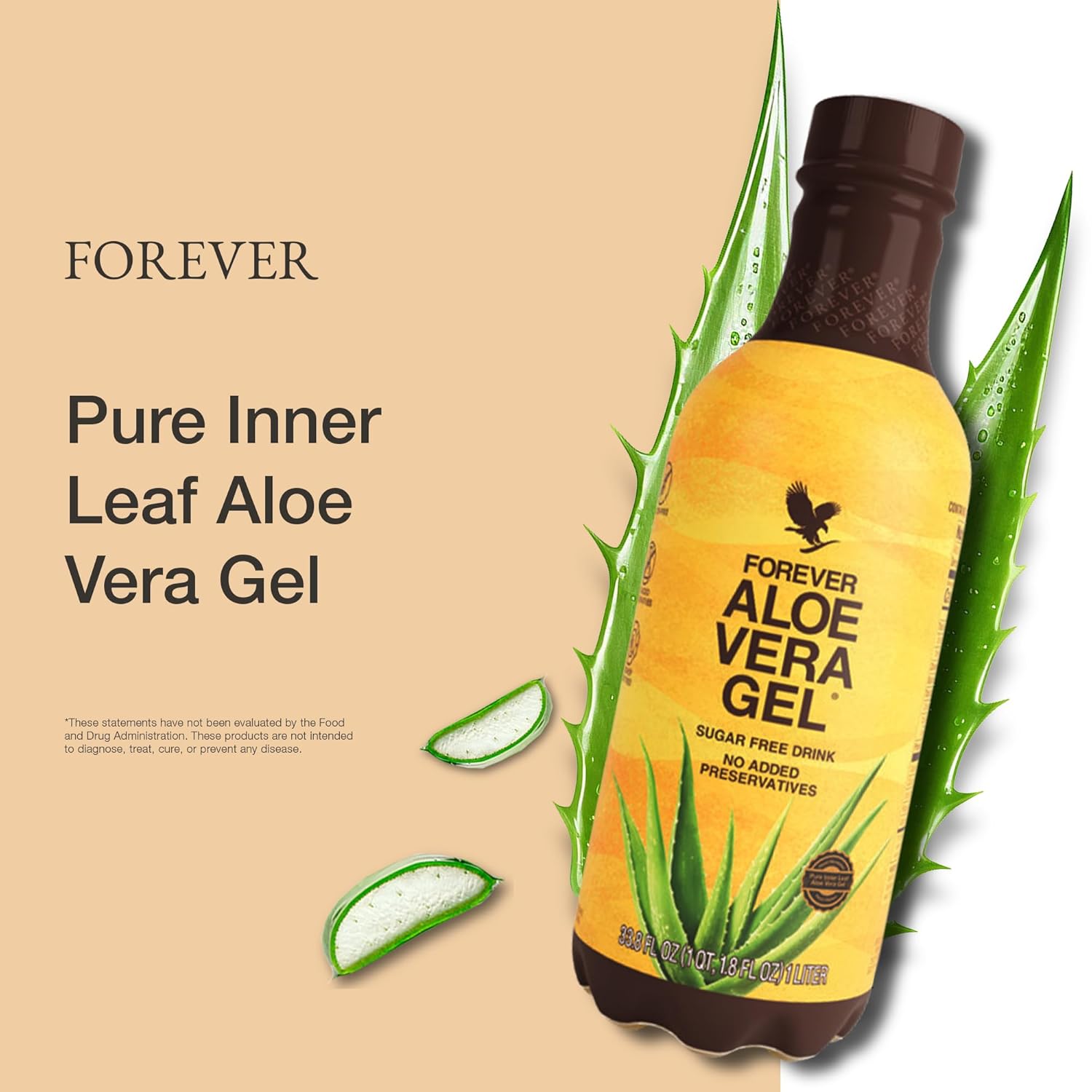 Forever Living Aloe Vera Gel - Pure Inner Leaf Juice, 99.7% Aloe Content, Preservative-Free - 33.8 fl oz