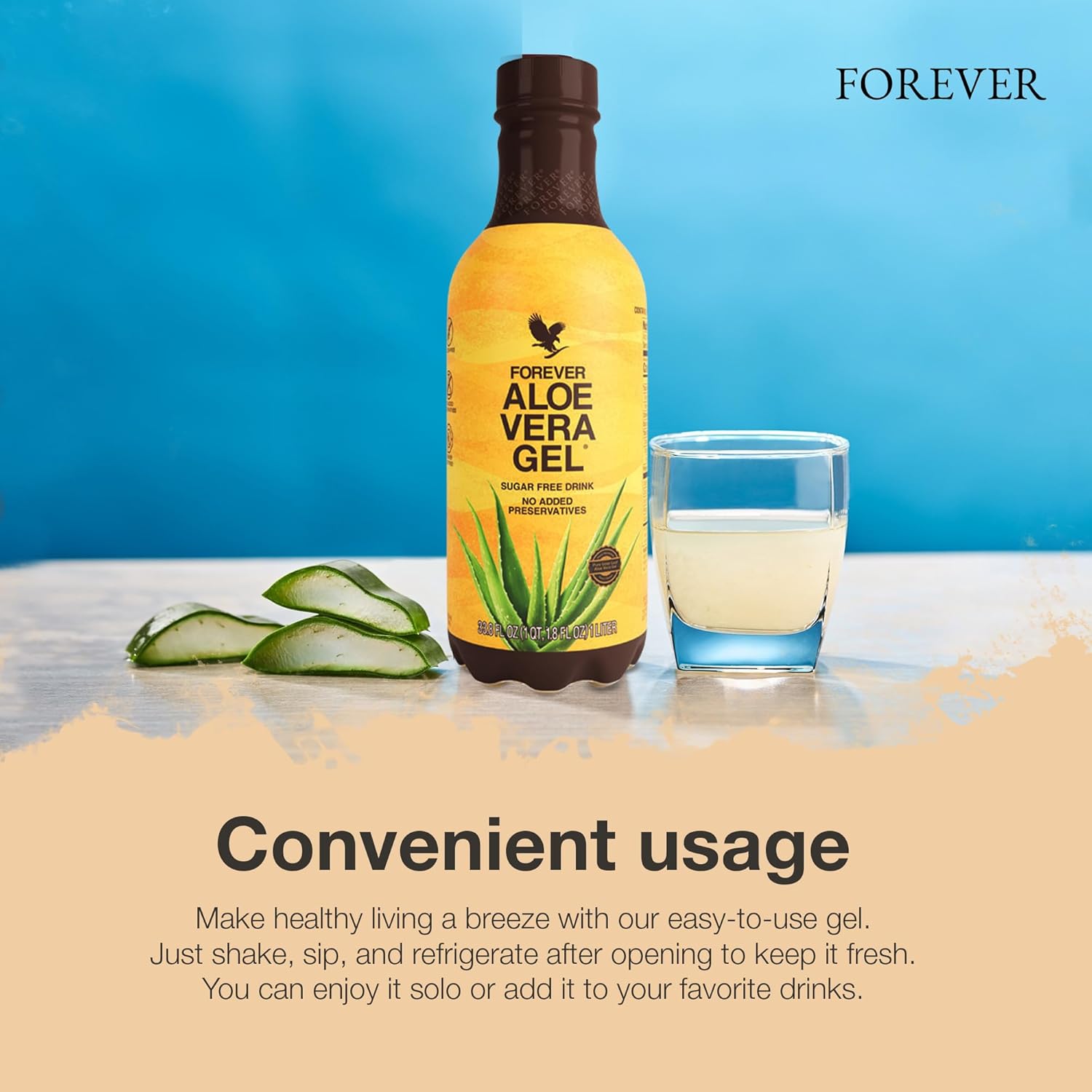 Forever Living Aloe Vera Gel - Pure Inner Leaf Juice, 99.7% Aloe Content, Preservative-Free - 33.8 fl oz