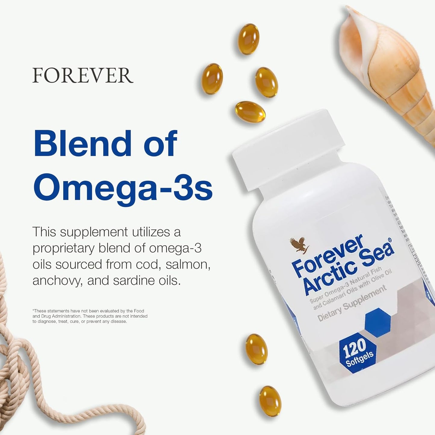 Forever Living Arctic Sea Omega-3 Softgels - EPA and DHA Fatty Acid Supplement for Heart, Brain, and Eye Health - Gluten-Free - 120 Count