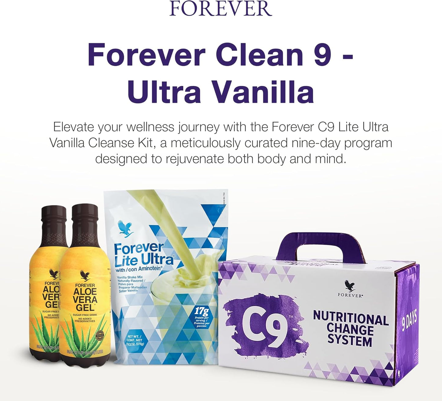 Forever Living C9 Lite Ultra Vanilla Cleanse Kit with Aloe Vera Gel, Plant Protein, Thermogenic Blend, Garcinia Cambogia, & Fiber - Forever Living Products