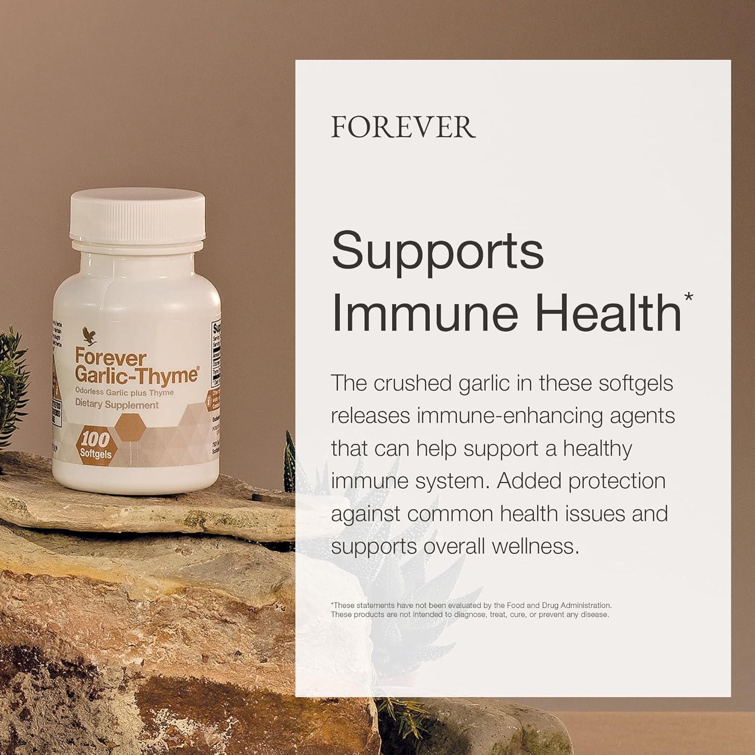 Forever Living Garlic-Thyme Softgels - Cardiovascular Health & Immunity Support - 1000mg, 100ct - Odorless, Gluten-Free