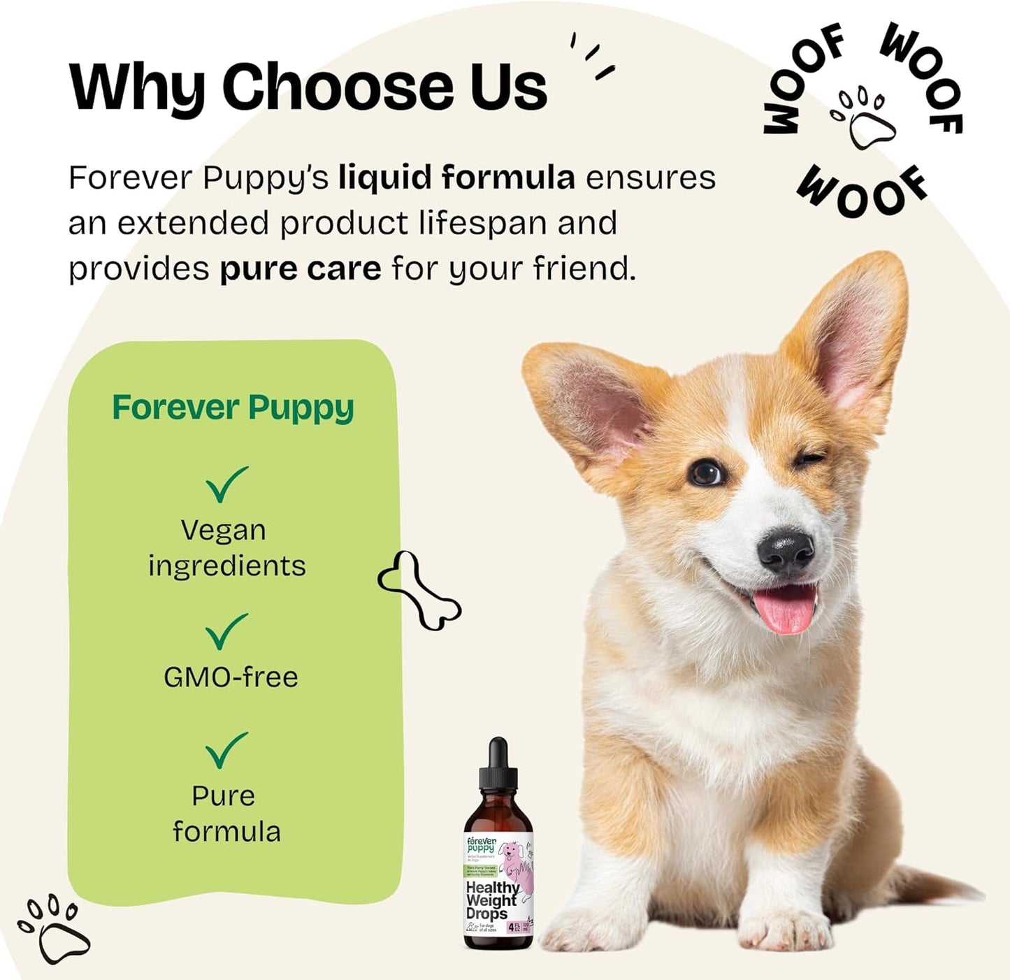 Forever Puppy Weight Management Drops - Dog Food Supplement with Irish Sea Moss, Ginseng, and Fenugreek - Energy Support for All Breeds - 4 fl oz