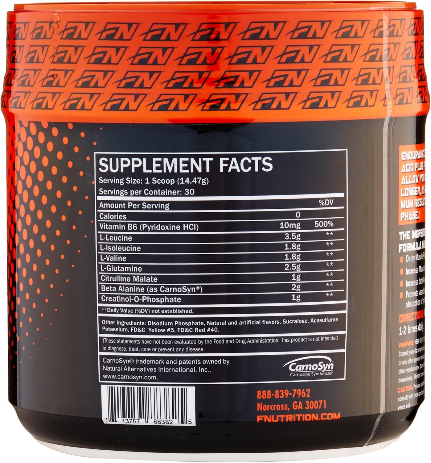 Formutech Nutrition Endurance BCAA Plus - Beta Alanine Supplement for Extended Workouts, Orange Flavor, 434g