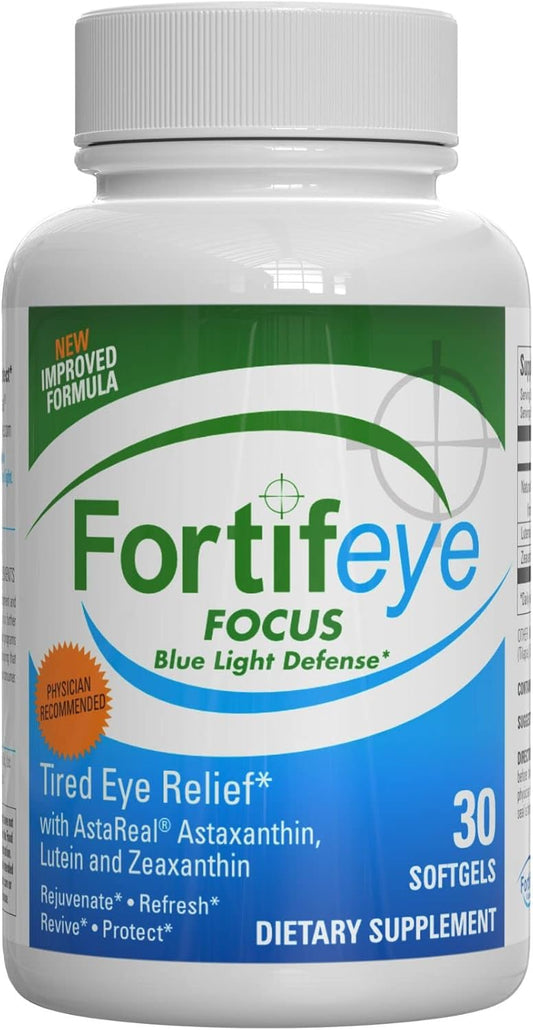 Fortifeye Focus Eye Care Supplement with Triple Carotenoid Blend - 30 Softgel Capsules