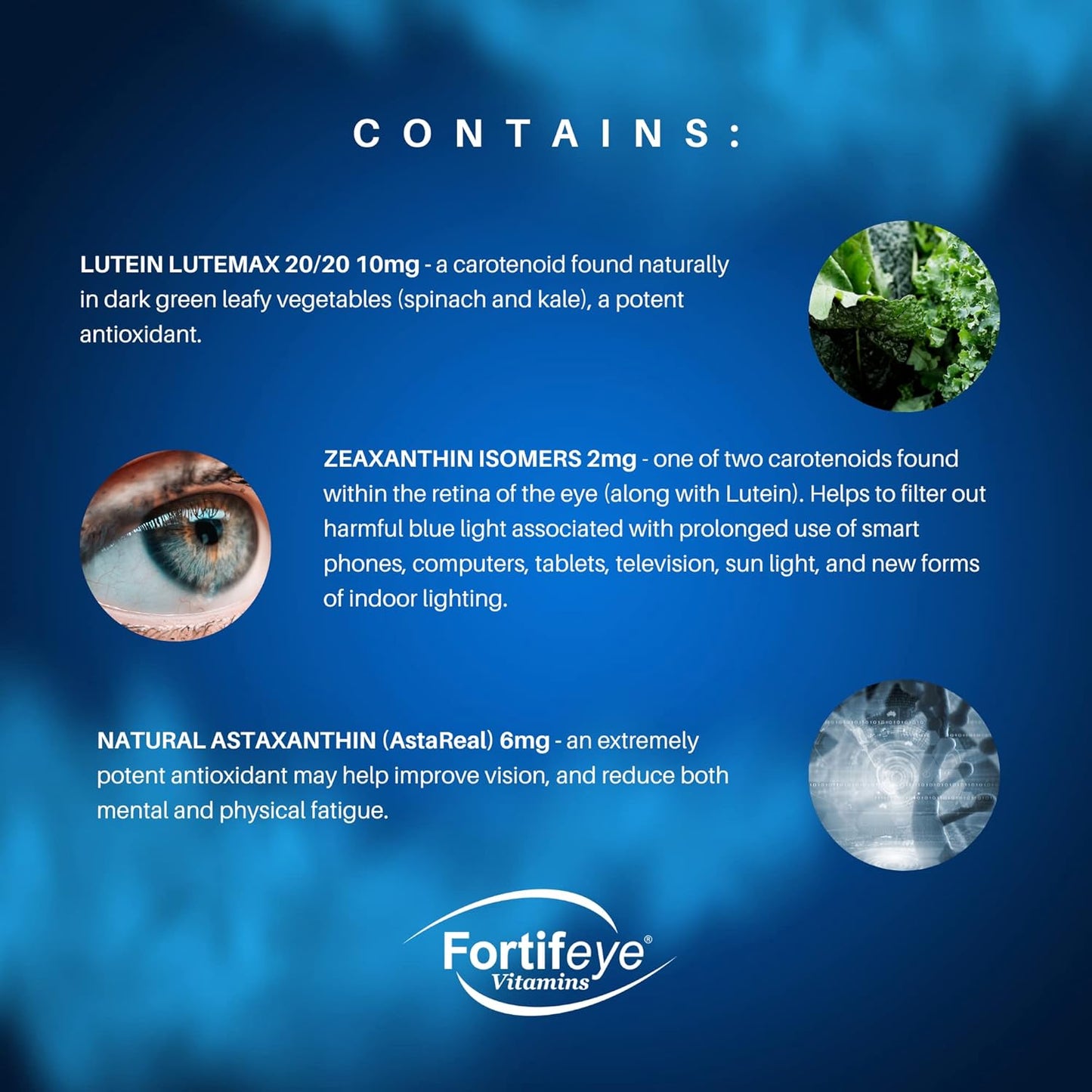 Fortifeye Focus Eye Care Supplement with Triple Carotenoid Blend - 30 Softgel Capsules