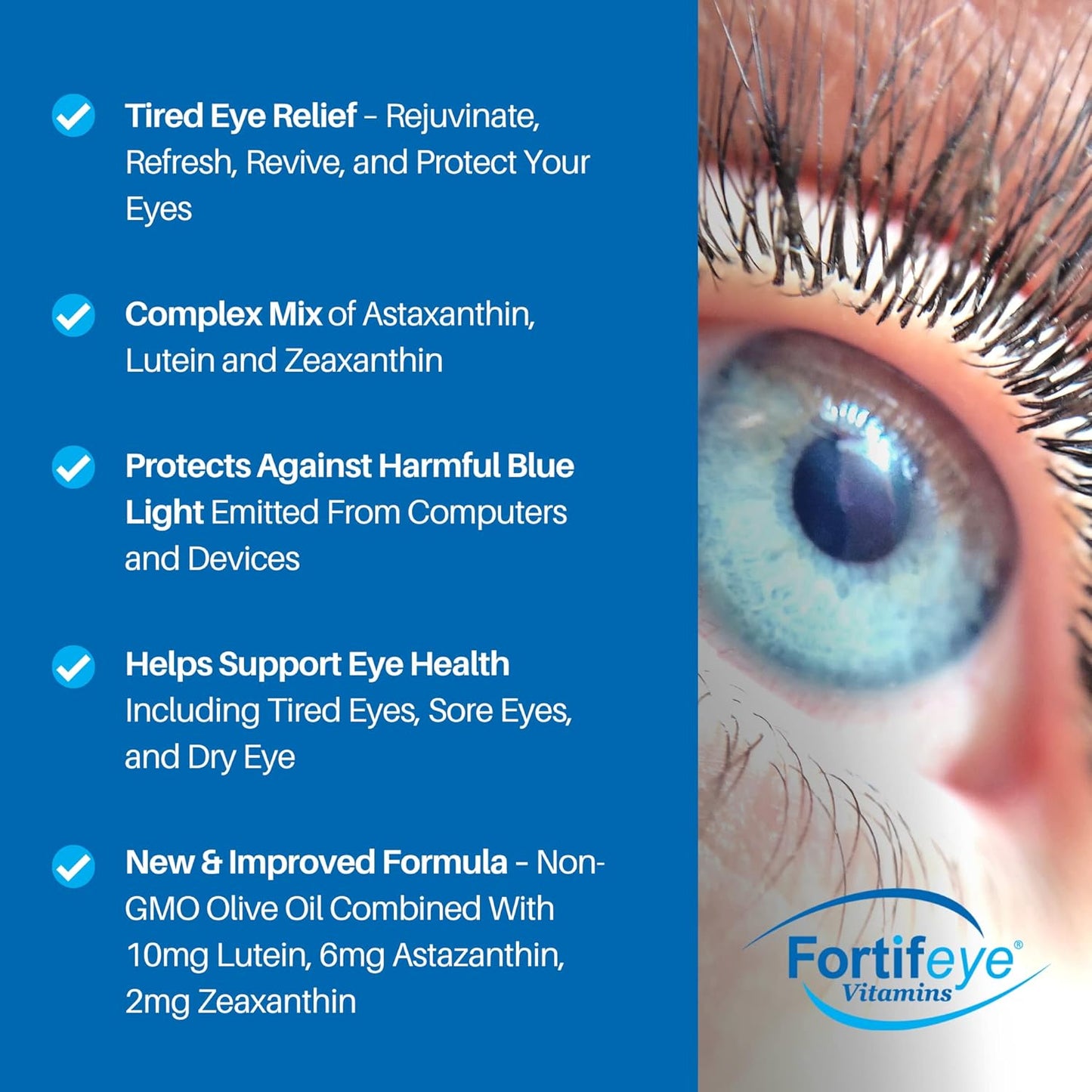 Fortifeye Focus Eye Care Supplement with Triple Carotenoid Blend - 30 Softgel Capsules