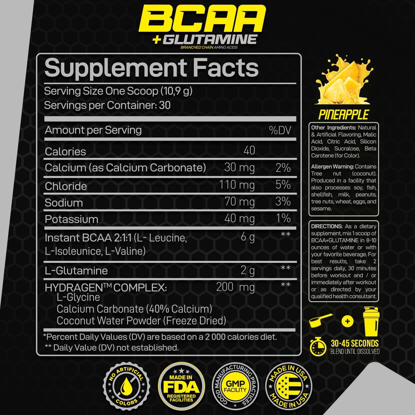 Forzagen BCAAs Powder: Branched Chain Amino Acids with Glutamine for Lean Energy and Muscle Recovery - 30 Servings