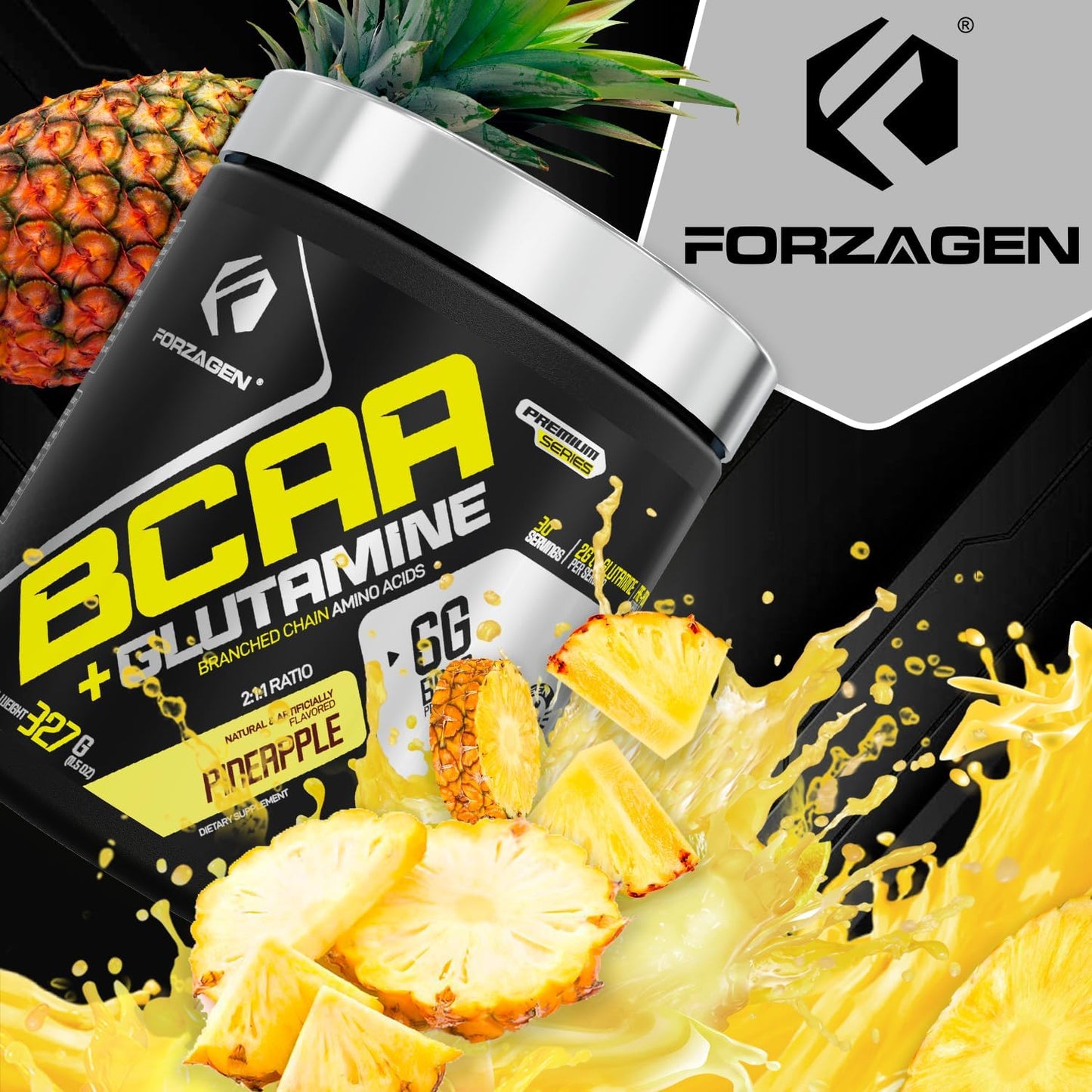 Forzagen BCAAs Powder: Branched Chain Amino Acids with Glutamine for Lean Energy and Muscle Recovery - 30 Servings