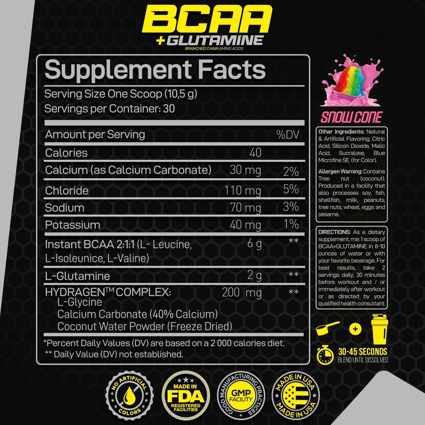 Forzagen BCAAs Powder with Glutamine - BCAA Supplements for Lean Energy, Muscle Recovery - 30 Servings