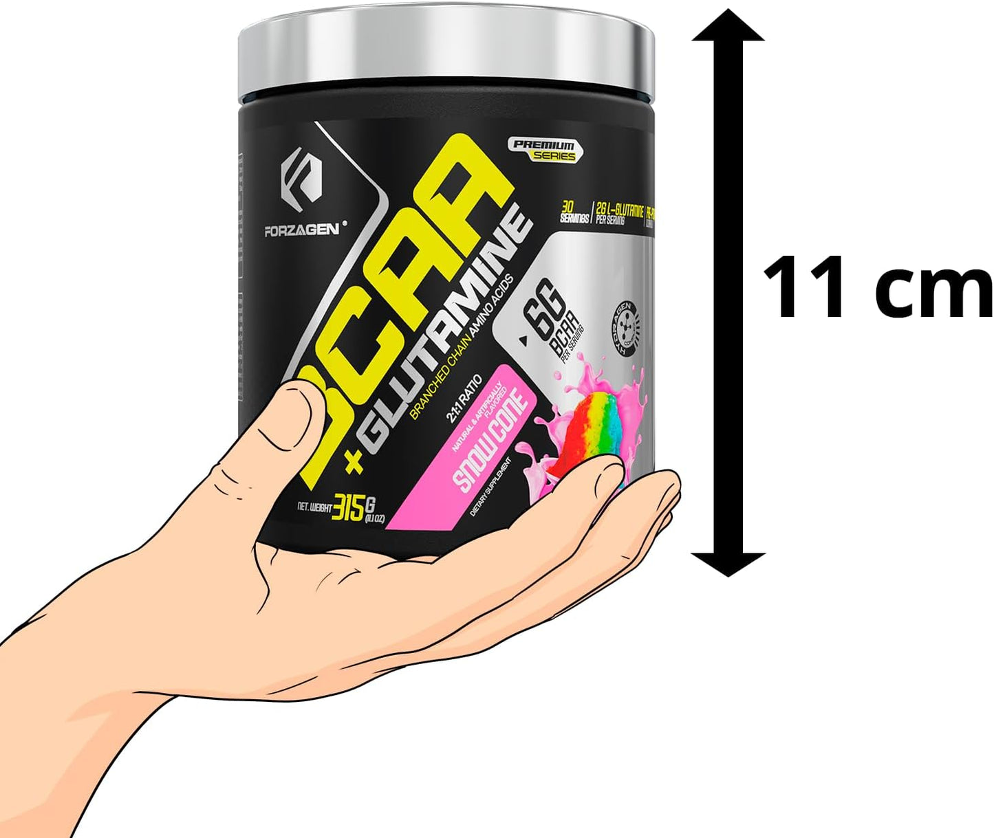Forzagen BCAAs Powder with Glutamine - BCAA Supplements for Lean Energy, Muscle Recovery - 30 Servings