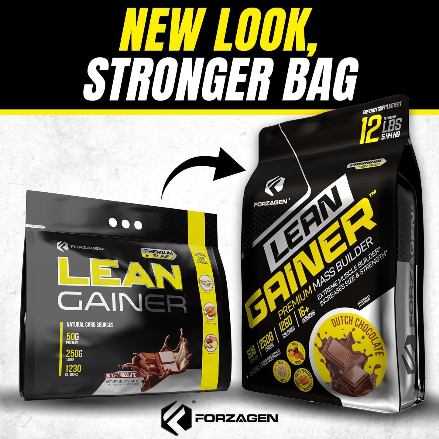 Forzagen Lean Gainer Premium Mass Builder - High Calorie Protein Powder for Weight Gain and Muscle Building - Dutch Chocolate, 12 lbs.