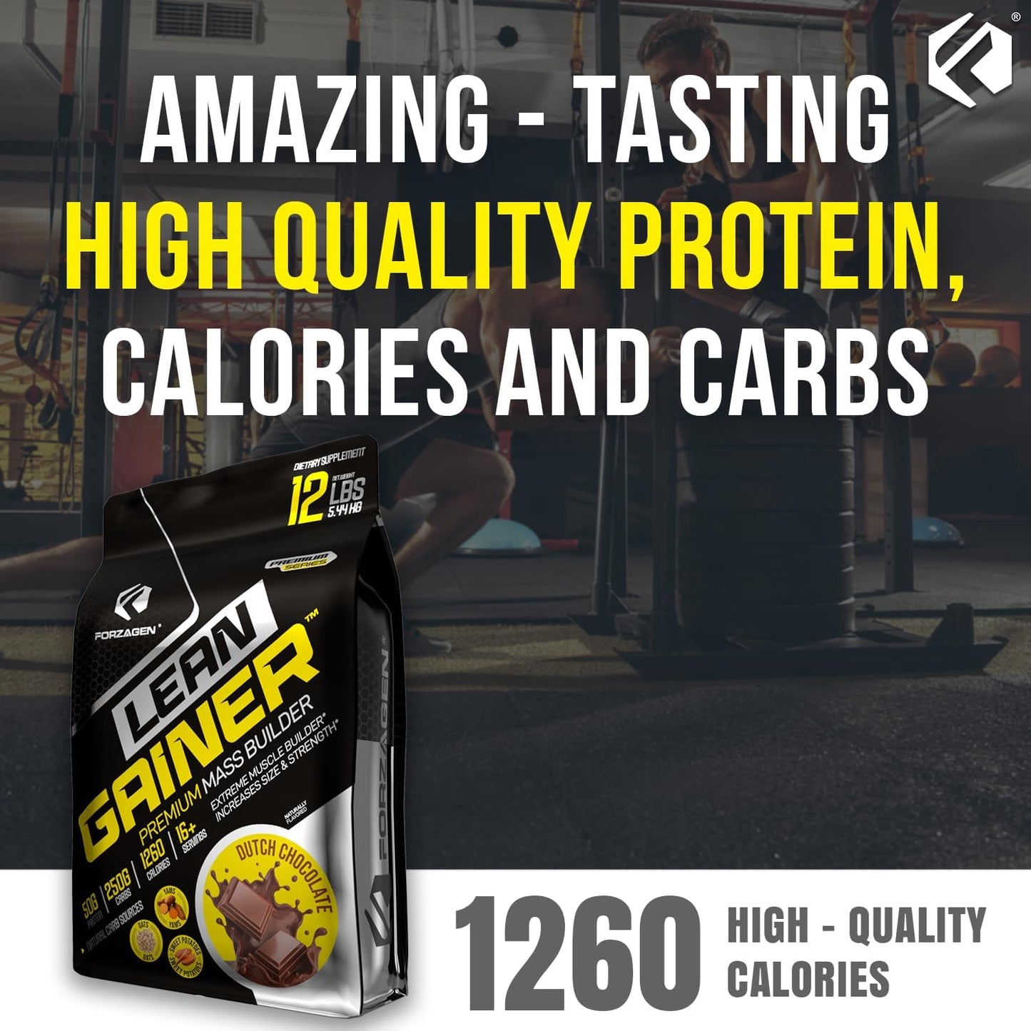 Forzagen Lean Gainer Premium Mass Builder - High Calorie Protein Powder for Weight Gain and Muscle Building - Dutch Chocolate, 12 lbs.