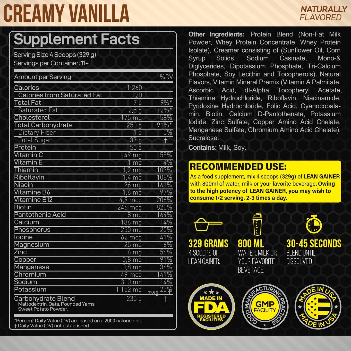 Forzagen Lean Gainer Premium Mass Builder Vanilla - 8 lbs - High Calorie Protein Powder for Men & Women - Muscle Building Supplement - Weight Gain & Bulk