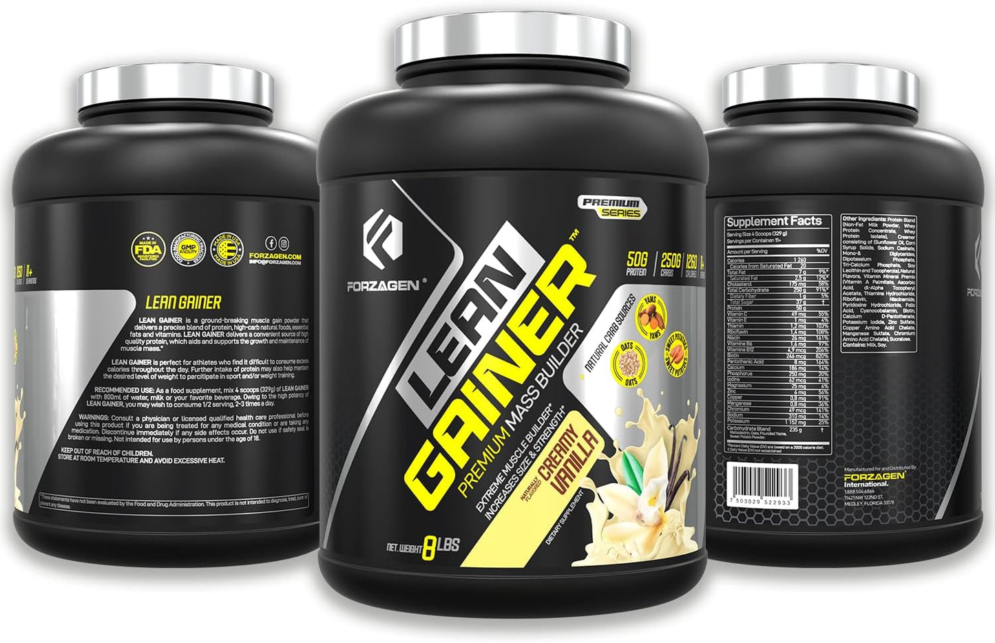 Forzagen Lean Gainer Premium Mass Builder Vanilla - 8 lbs - High Calorie Protein Powder for Men & Women - Muscle Building Supplement - Weight Gain & Bulk