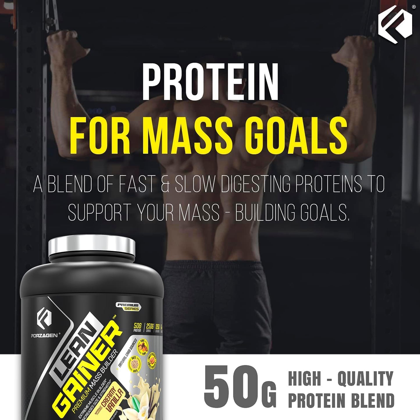 Forzagen Lean Gainer Premium Mass Builder Vanilla - 8 lbs - High Calorie Protein Powder for Men & Women - Muscle Building Supplement - Weight Gain & Bulk